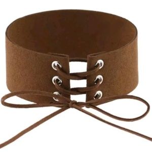 Chocolate Laced Faux Leather Velvet BowKnot Choker